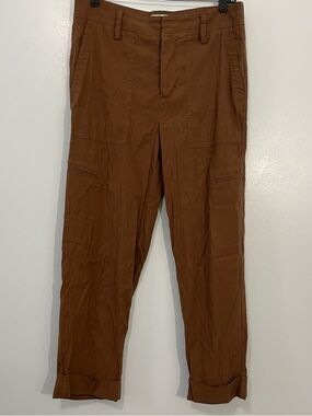 Vince Rust Earthy Brown Linen Blend Cargo Style Pants Size M